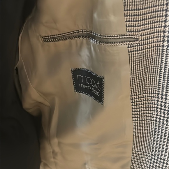 Men’s Club Room 100 % Silk Gingham Classic Blazer Size 44L Jacket! - Picture 12 of 15